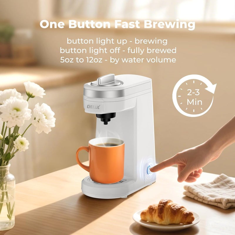 CHULUX Mini Coffee Maker for K Capsule, Single Serve Coffee Maker for One Cup Americano, Lightweight Pod Coffee Machine, Pearl White - Image 4